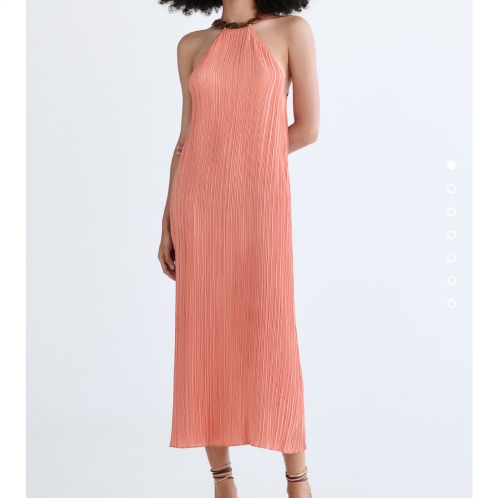 Zara Wood Appliqué Halter Dress